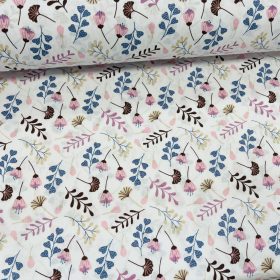   Fehér a. rózsaszín-kék virágos terméses 160 cm sz. pamutvászon