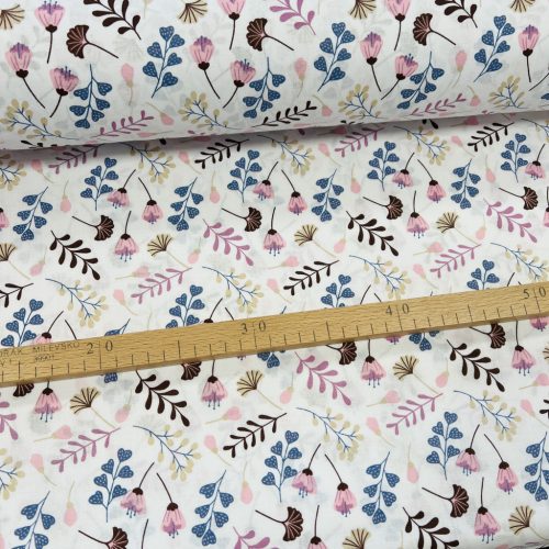 Fehér a. rózsaszín-kék virágos terméses 160 cm sz. pamutvászon