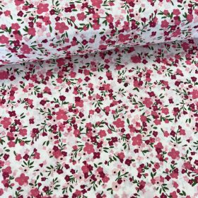 Világos alapon rózsaszín virágfüzéres pamutvászon