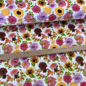 Tavaszi dália-napraforgó pamutvászon