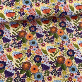 70's évek virágoskertje pamutvászon