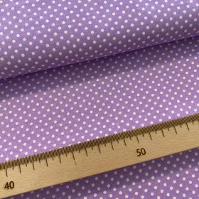   0,54 m EGYBEN KÉRHETŐ Lila alapon 2 mm-es kispöttyös pamutvászon (Lavander lilac No.2)