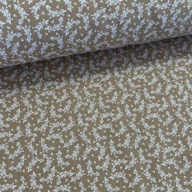 Bézs alapon fehér kiságas pamutvászon