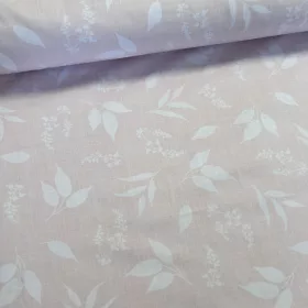   KIÁRUSÍTÁS: Halványrózsaszín a. fehér ágas leveles 160 cm sz. pamutvászon (KA)