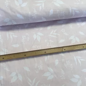   KIÁRUSÍTÁS: Halványrózsaszín a. fehér ágas leveles 160 cm sz. pamutvászon (KA)