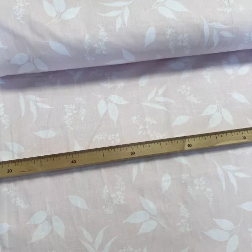 KIÁRUSÍTÁS: Halványrózsaszín a. fehér ágas leveles 160 cm sz. pamutvászon (KA)