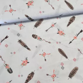 Halványszürke a. indián tollas pamutvászon