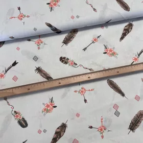 Halványszürke a. indián tollas pamutvászon