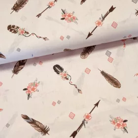 Halványrózsaszín a. indián tollas pamutvászon