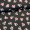 Fekete alapon rózsaszín-szürke cicás pamutvászon