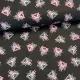 Fekete alapon rózsaszín-szürke cicás pamutvászon