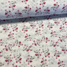 Törtfehér alapon rózsabimbós pamutvászon