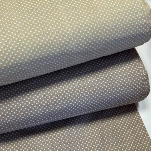 Homok alapon 2 mm-es kispöttyös pamutvászon (7676 Beige No.2)