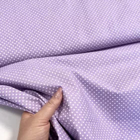  Levendula lila alapon 2 mm-es kispöttyös pamutvászon (7676 Lavender)