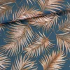 Petrolzöld a. mustár pálmaleveles 160 cm sz. pamutvászon (Mr)
