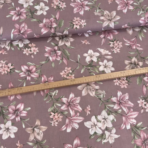 Pasztell lila a. liliomos 160 cm sz. pamutvászon (Mr)