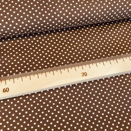 Barna alapon 2 mm-es kispöttyös pamutvászon (7676 brown)