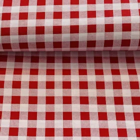   0,59 m EGYBEN KÉRHETŐ Piros-fehér kockás pamutvászon (1 cm-es kockás)