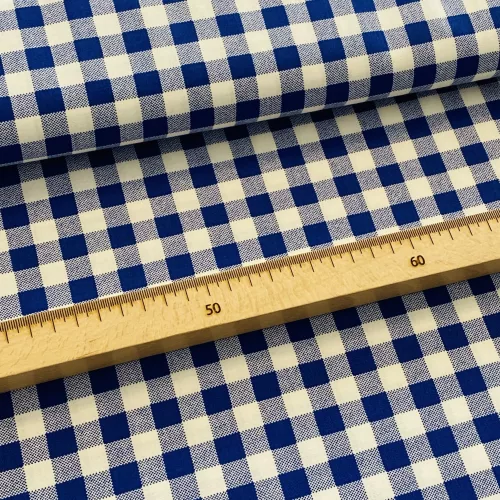 1 m EGYBEN KÉRHETŐ Kék-fehér kockás pamutvászon
