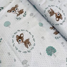   0,39 m EGYBEN KÉRHETŐ Pöttyös a. nyuszis-őzikés 160 cm sz. pamutvászon