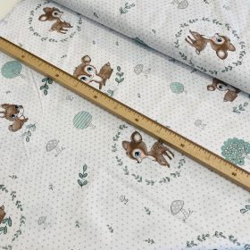   0,39 m EGYBEN KÉRHETŐ Pöttyös a. nyuszis-őzikés 160 cm sz. pamutvászon