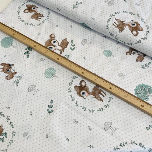 Pöttyös a. nyuszis-őzikés 160 cm sz. pamutvászon