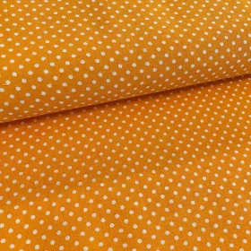   0,33 m Szál hibás EGYBEN KÉRHETŐ Narancs alapon 2 mm-es kis pöttyös pamutvászon (7676 Orange)