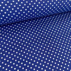   Királykék alapon 2 mm-es kis pöttyös pamutvászon (7676 Royal blue)