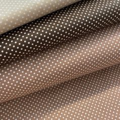   Praliné barna alapon 2 mm-es kispöttyös pamutvászon (Praline 7676)