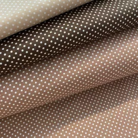   Praliné barna alapon 2 mm-es kispöttyös pamutvászon (Praline 7676)