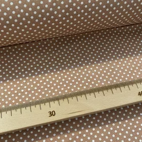   Praliné barna alapon 2 mm-es kispöttyös pamutvászon (Praline 7676)