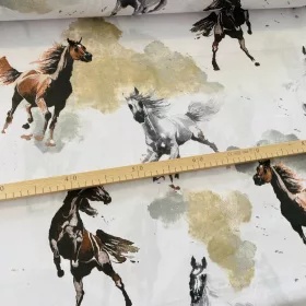   1,19 m EGYBEN KÉRHETŐ Fehér alapon lovas No.2. 160 cm sz. pamutvászon
