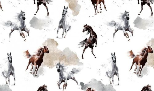 Fehér alapon lovas No.2. 160 cm sz. pamutvászon