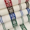 Fehér alapon zöld szőttes (száda) mintás kékfestő jellegű pamutvászon