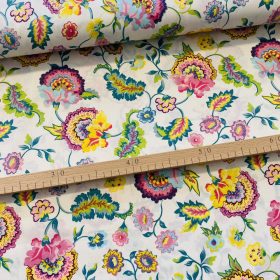   0,48 m EGYBEN KÉRHETŐ KIÁRUSÍTÁS: Ekrü a. színes varázsvirágos pamutvászon