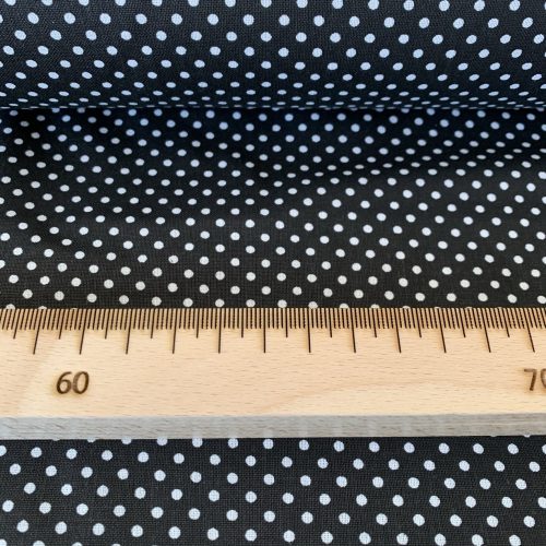 Fekete alapon 2 mm-es kis pöttyös pamutvászon