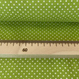   0,31 m Szál hibas EGYBEN KÉRHETŐ Kiwi zöld alapon 2 mm-es kis pöttyös pamutvászon (7676 Kiwi)