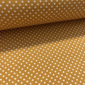   Mustár sárga (őszi szín) alapon 2 mm-es kispöttyös pamutvászon (7676 Mustard)