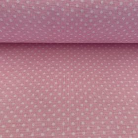   Világos rózsaszín (LT Rosa 7676) alapon 2 mm-es kis pöttyös pamutvászon