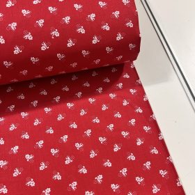 Piros a. fehér virágocska kékfestő jellegű pamutvászon