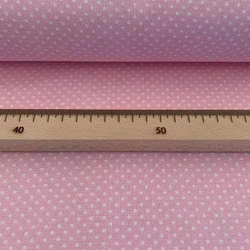 0,54 m EGYBEN KÉRHETŐ Világos rózsaszín (LT Rosa 7676) alapon 2 mm-es kis pöttyös pamutvászon