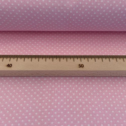 Világos rózsaszín (LT Rosa 7676) alapon 2 mm-es kis pöttyös pamutvászon