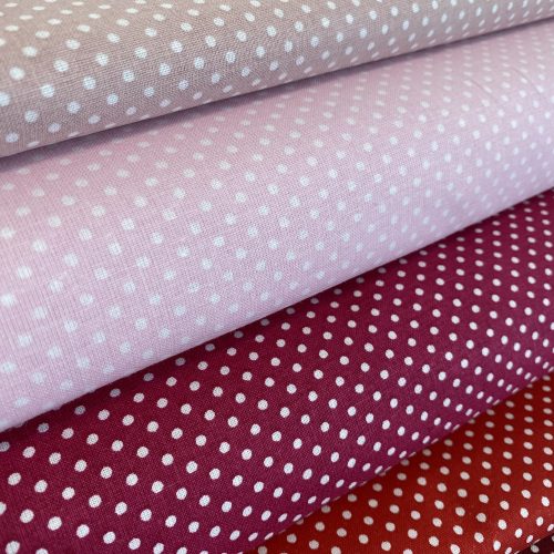 Világos rózsaszín (LT Rosa 7676) alapon 2 mm-es kis pöttyös pamutvászon