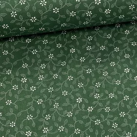   0,33 m EGYBEN KÉRHETŐ Zöld alapon pöttyökből álló leveles kékfestő jellegű pamutvászon