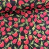 Fekete alapon piros tulipános pamutvászon