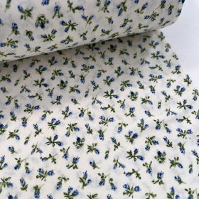   Iratkozzon fel! (Várható érk.: 02. hó) Ekrü alapon kék mini virágos pamutvászon