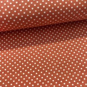   0,16 m EGYBEN KÉRHETŐ Terra alapon 2 mm-es kispöttyös pamutvászon (7676 Terra)