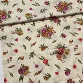   Digitális pamutszatén: Nagyon halvány sárga a. rózsacsokros