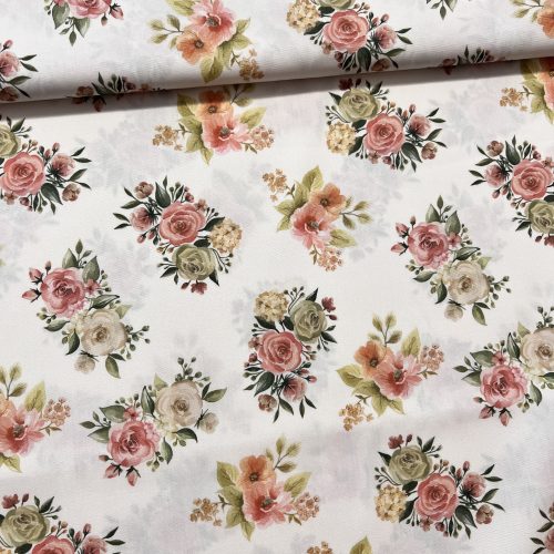 Digitális pamutszatén: Ekrü a. vintage rózsás