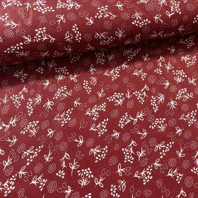   Bordó alapon fehér pitypangos kékfestő jellegű pamutvászon